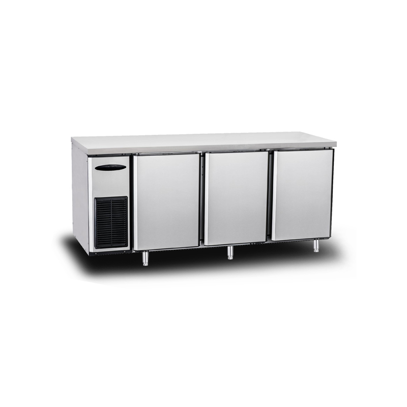 Refrigerador de mostrador de acero inoxidable de 3 puertas